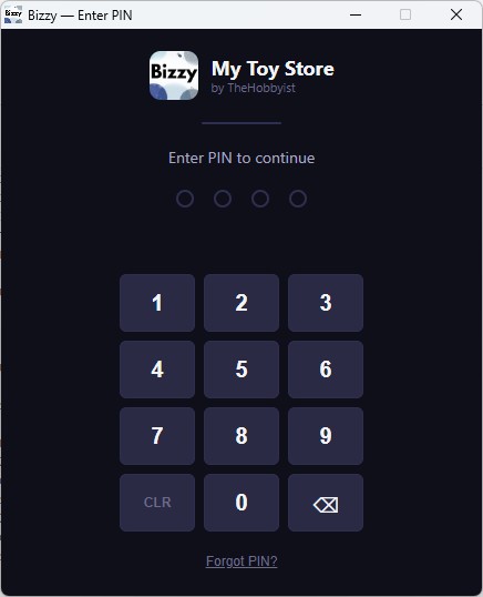 PIN security screen